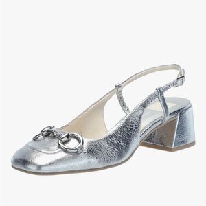 Dolce Vita Milli Silver Distressed Slingback Low Block Heel Pump size 12 NWT